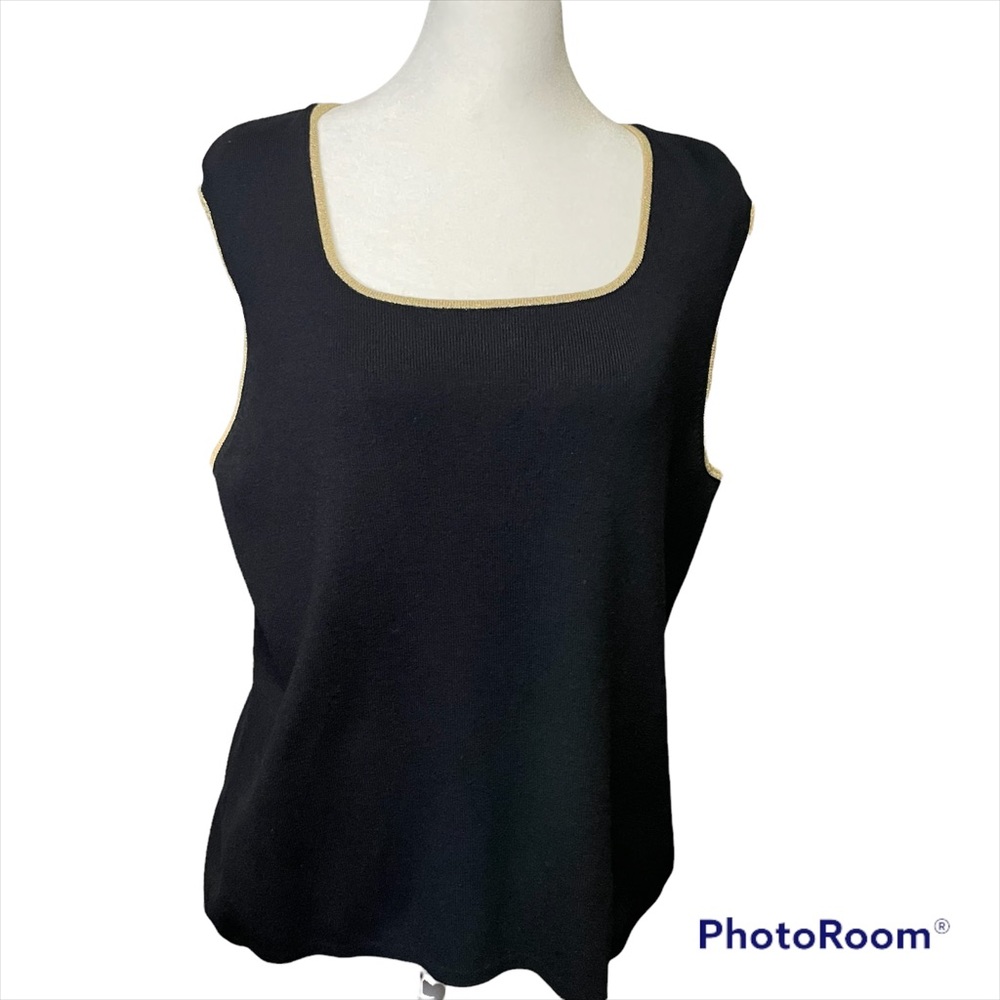 Jones New York Collection Women's Black Sleeveless Top size Large
